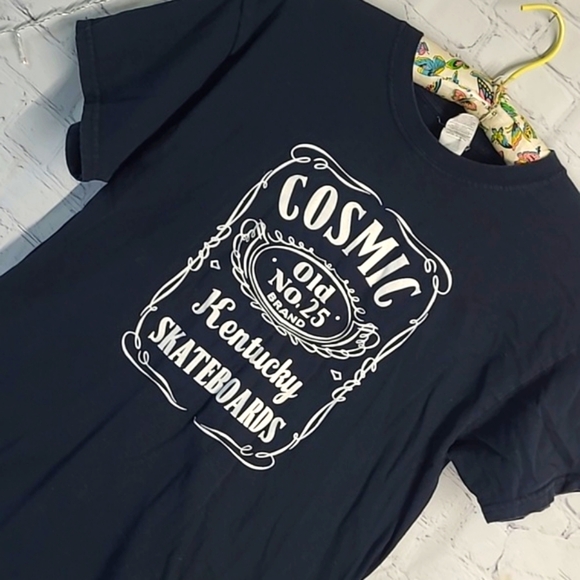 Y2K Cosmic Skateboards Louisville Kentucky Jack Daniel's Black Tee Tshirt Sz M - Picture 6 of 14